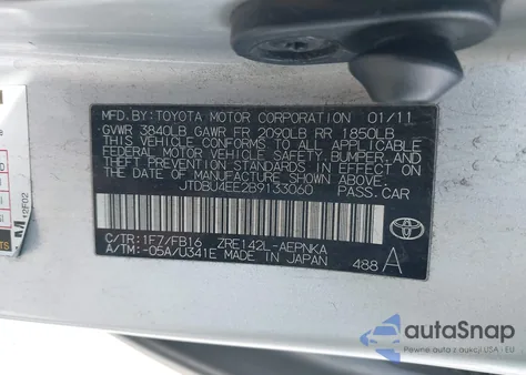 2011 Toyota Corolla Le from USA, damaged, VIN JTDBU4EE2B9133060